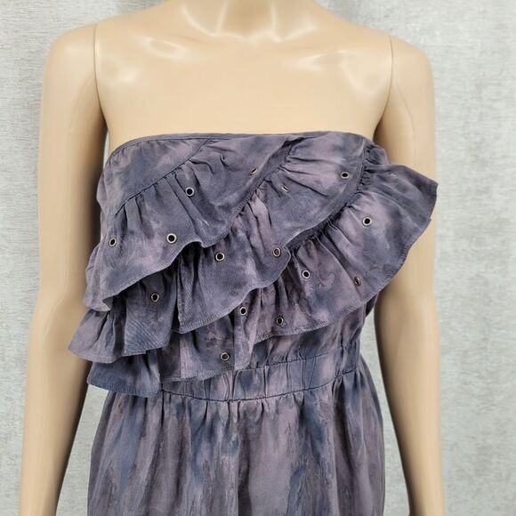 Sweet Love Y2K  Gray Tie Dye Strapless Ruffle Dress Grunge Whimsigoth - Picture 2 of 9